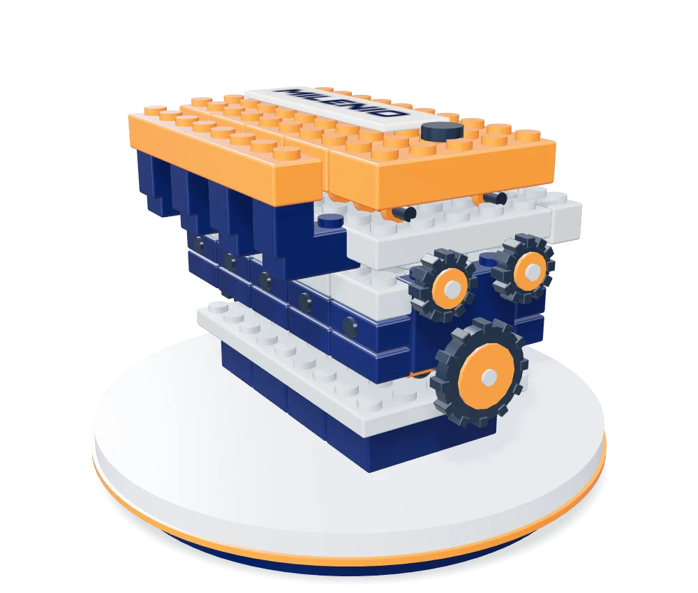 Motor Milenio construido en bloques